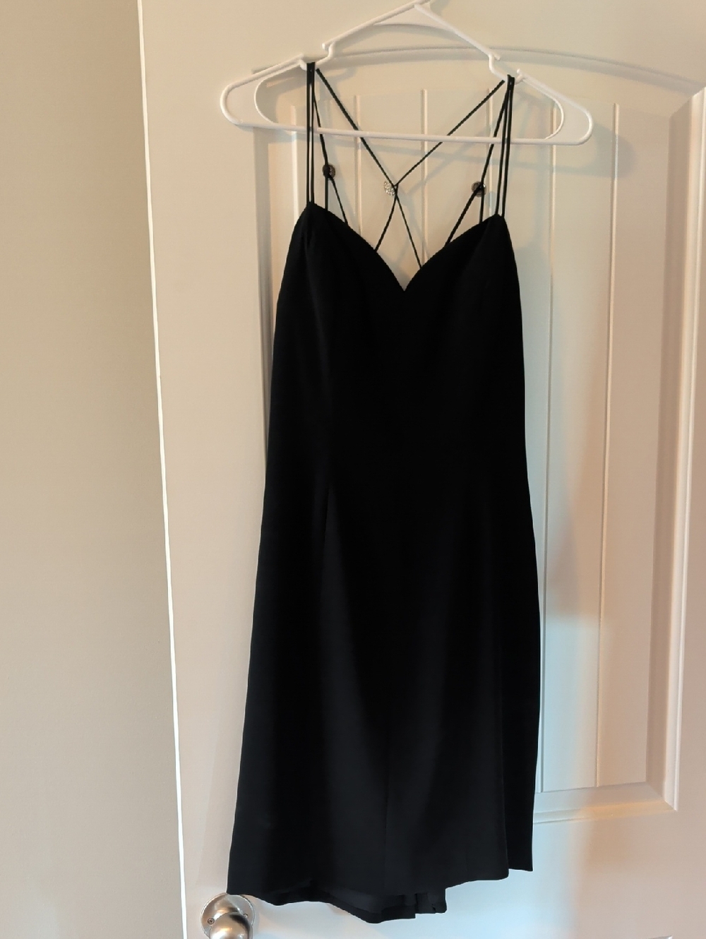 Niteline Della Roufogali  Black Dress with Crisscross Rhinestone Back Size 8